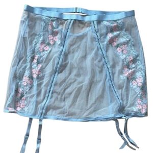 ❗Auden Blue Pink Floral Lace Garter Belt Skirt Medium❗